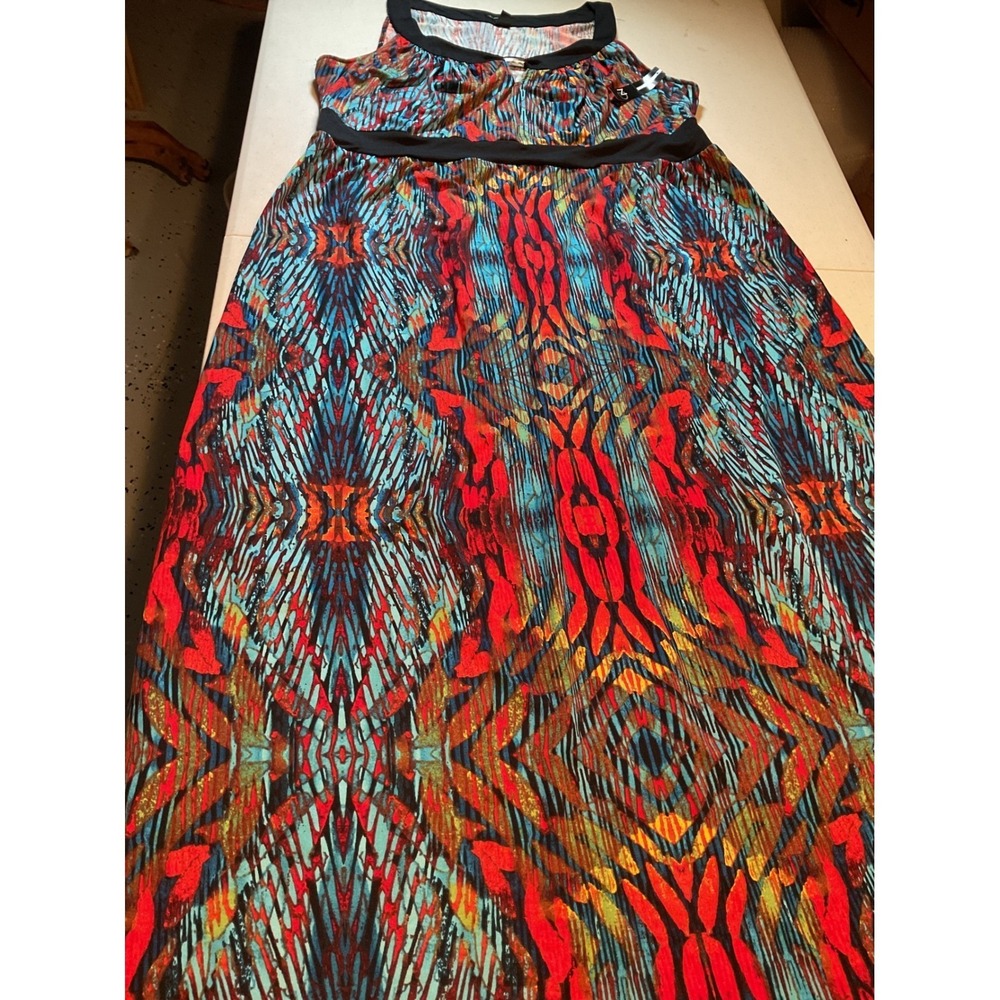 New Directions Womens XL‎ Maxi Dress Multicolor Abstract Tribal Empire Waist NWT